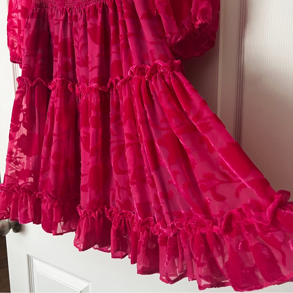 Shoshanna Arlene Tiered Velvet Burnout Mini Dress - Picture 8 of 12